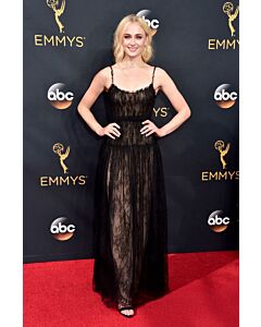 Sophie Turner Black Spaghetti Straps Lace Formal Prom Celebrity Dress Emmys 2016