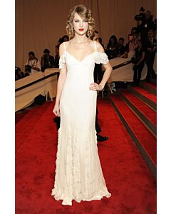 Taylor Swift White Off-the-shoulder Celebrity Formal Prom Dress Met Gala 2010