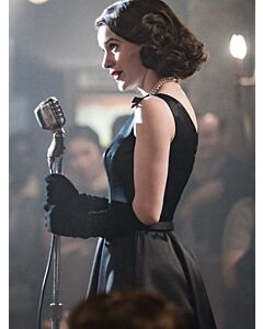 Vintage Elegance Marvelous Mrs Maisel Inspired Black Halter Satin Tea Length A Line Celebrity Formal Prom Dress