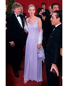 Uma Thurman Lavender Embellished Chiffon Gown Oscars 1995