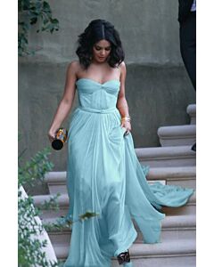 Ocean Whisper – Strapless Blue Chiffon Ball Gown