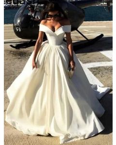 Snowbound Splendor – Off-the-Shoulder Ball Gown Bridal & Prom Inspiration