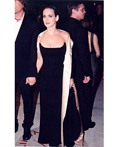 Winona Ryder Inspired Black Celebrity Evening Formal Dress with Cape Oscars 2000