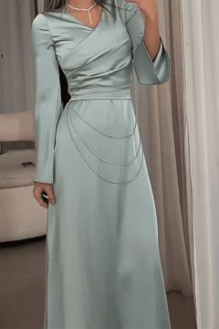 Mint Satin Chain Gown