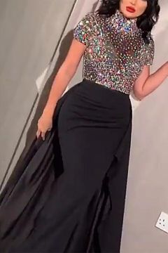 Sequined Bodice Mermaid Evening Gown