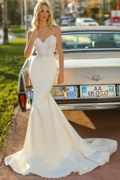 Elegant Lace Bodice Mermaid Evening Gown