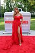 Kara Del Toro Inspired Red Off-the-Shoulder Draped Slit A-Line Evening Gown - additional reference image 2