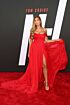 Kara Del Toro Inspired Red Off-the-Shoulder Draped Slit A-Line Evening Gown - additional reference image 3
