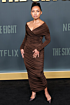 Logan Browning Inspired Brown Off-the-Shoulder Ruched Column Midi Dress - main reference image