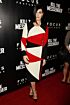 Paz Vega Inspired Red and Black and White Round Neck Colour-Block Column Knee-Length Dress - main reference image