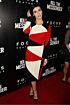 Paz Vega Inspired Red and Black and White Round Neck Colour-Block Column Knee-Length Dress - additional reference image 3