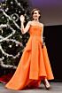 Lily Collins Inspired Orange Strapless Pleated A-Line High-Low Dress - additional reference image 3