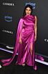 Priyanka Chopra Inspired Magenta High Neck Draped Slit Evening Gown - additional reference image 2