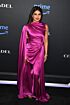 Priyanka Chopra Inspired Magenta High Neck Draped Slit Evening Gown - additional reference image 3