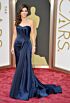 Sandra Bullock Inspired Navy Blue Sweetheart Draped Mermaid Evening Gown - additional reference image 2