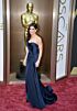 Sandra Bullock Inspired Navy Blue Sweetheart Draped Mermaid Evening Gown - additional reference image 3