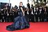 Eva Longoria Inspired Navy Blue Off-the-Shoulder Ruffled Mermaid Evening Gown - additional reference image 2
