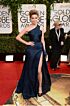 Amber Heard Inspired Navy Blue One-Shoulder Ruched Slit A-Line Evening Gown - additional reference image 2