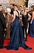 Amber Heard Inspired Navy Blue One-Shoulder Ruched Slit A-Line Evening Gown - additional reference image 3