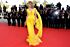 Uma Thurman Inspired Yellow Plunging V-Neck Slit Column Evening Gown - additional reference image 2