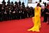 Uma Thurman Inspired Yellow Plunging V-Neck Slit Column Evening Gown - additional reference image 3