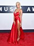 Rita Ora Inspired Red Plunging V-Neck Slit A-Line Evening Gown - additional reference image 5