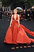 Florence Pugh Inspired Burnt Orange Halter Cutout A-Line Evening Gown - main reference image