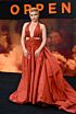 Florence Pugh Inspired Burnt Orange Halter Cutout A-Line Evening Gown - additional reference image 3