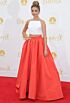 Sarah Hyland Inspired White and Coral Two-Piece Square Neck Ball Gown - additional reference image 2