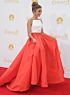 Sarah Hyland Inspired White and Coral Two-Piece Square Neck Ball Gown - additional reference image 5