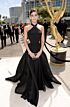 Lizzy Caplan Inspired Black and White Halter A-Line Evening Gown - additional reference image 4