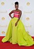 Teyonah Parris Inspired Pink and Lime Straight Neckline Column Evening Gown - additional reference image 2