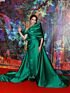 Sofia Carson Inspired Emerald Green Off-the-Shoulder Draped Mermaid Evening Gown - additional reference image 2
