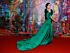 Sofia Carson Inspired Emerald Green Off-the-Shoulder Draped Mermaid Evening Gown - additional reference image 3
