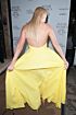 Margot Robbie Inspired Yellow Halter A-Line Evening Gown - additional reference image 3