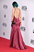Kylie Jenner Inspired Burgundy Plunging V-Neck Draped Slit Column Evening Gown - additional reference image 2