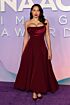 Jurnee Smollett Inspired Burgundy Strapless Draped A-Line Evening Gown - main reference image