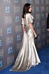 Angelina Jolie Inspired Silver V-Neck Draped Column Evening Gown - additional reference image 2