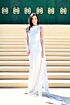 Jamie Chung Inspired Ivory Cowl Neck Column Evening Gown - additional reference image 4