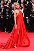 Marlijn Hoek Inspired Red Halter Draped Slit A-Line Evening Gown - additional reference image 2