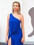 Simona Jakstaite Inspired Royal Blue One-Shoulder Slit Column Evening Gown - additional reference image 4