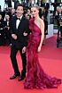 Georgina Chapman Inspired Burgundy One-Shoulder Ruffled Mermaid Evening Gown - additional reference image 3