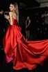 Zendaya Coleman Inspired Red Straight Neckline Ball Gown Occasion Dress - additional reference image 4