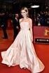 Lily James Inspired Blush Straight Neckline Pleated A-Line Evening Gown - additional reference image 3