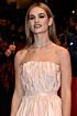 Lily James Inspired Blush Straight Neckline Pleated A-Line Evening Gown - additional reference image 4