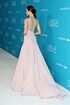 Emmy Rossum Inspired Blush V-Neck A-Line Evening Gown - additional reference image 2