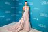 Emmy Rossum Inspired Blush V-Neck A-Line Evening Gown - additional reference image 5