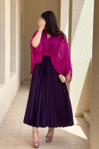 Magenta Breeze Pleated Dress