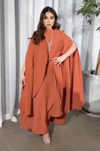 Terracotta Flow Cape Gown