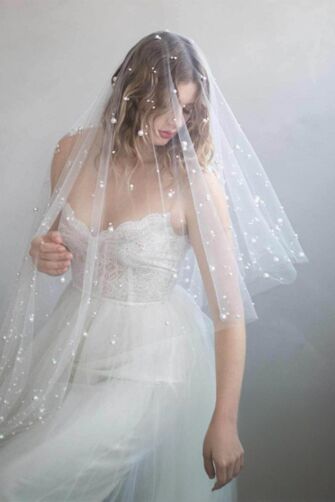 Starry Tulle Veil with Sequin Embellishments for Bridal Events